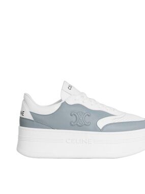 Celine White and Light Blue Leather Platform Sneaker